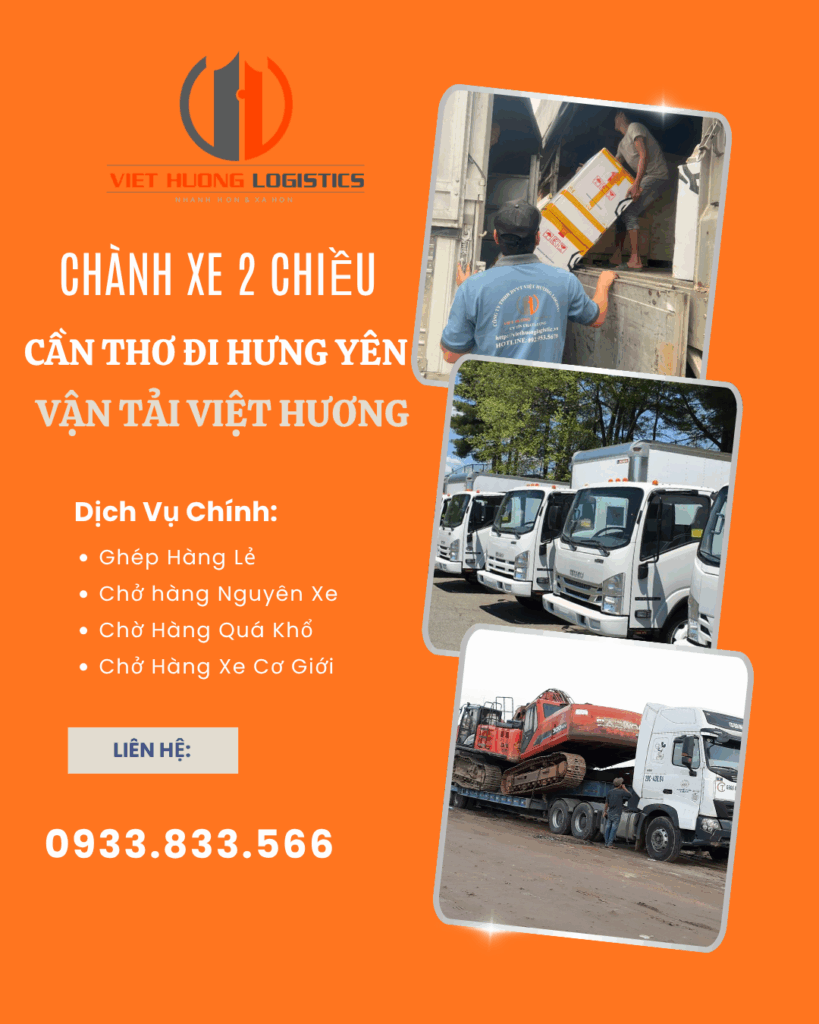 Chành Xe 2 Chiều Cần Thơ Đi Hưng Yên - Vận Tải Việt Hương