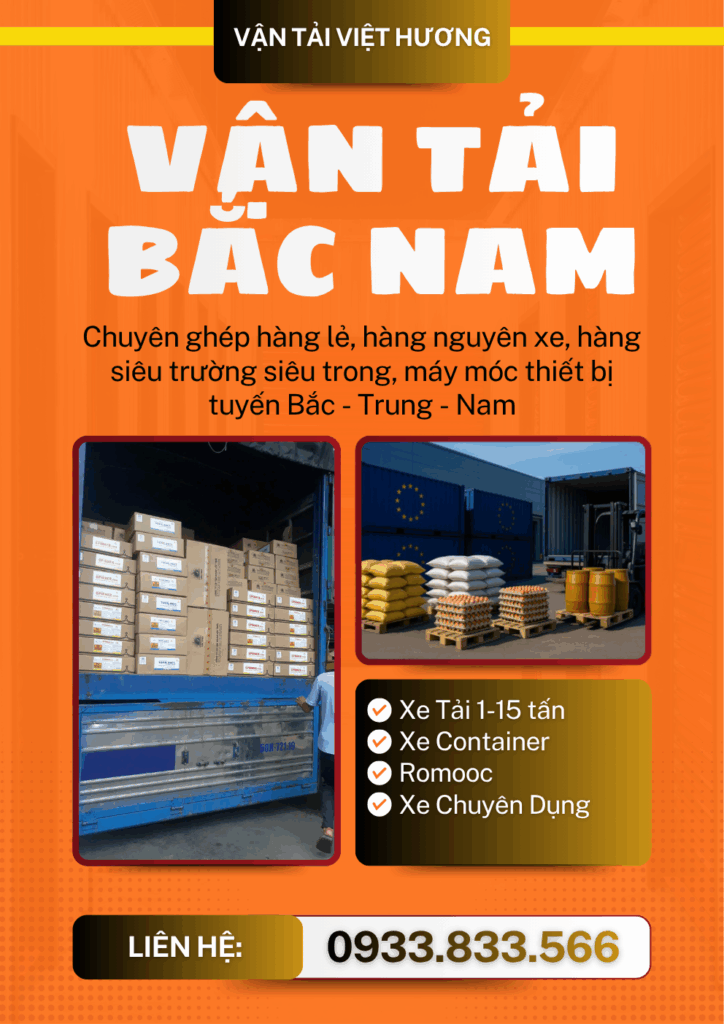 Vận Tải Hàng Bắc Nam - Vận Tải Việt Hương - LH Báo Giá: 0933833566(zalo) Chành Xe Bắc Nam - Vận Tải Việt Hương